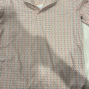 Class Club Kids Polo in Peach with Blue and Coral Print